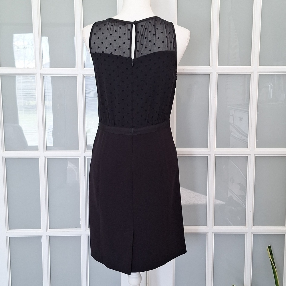 LOFT Black Polka Dot Layered Sheath Dress - Picture 4 of 14